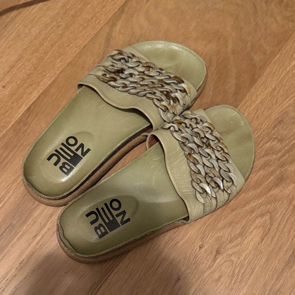 Green beaded Womens free people Slides